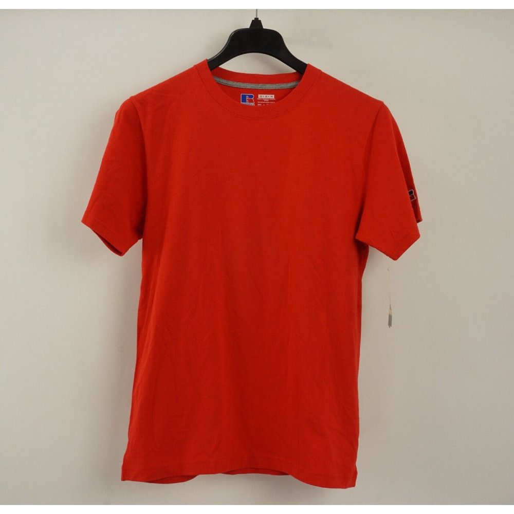 New Russell Athletic Men's Small Short Sleeve Fiery Red Cotton Crew Neck T-Shirt